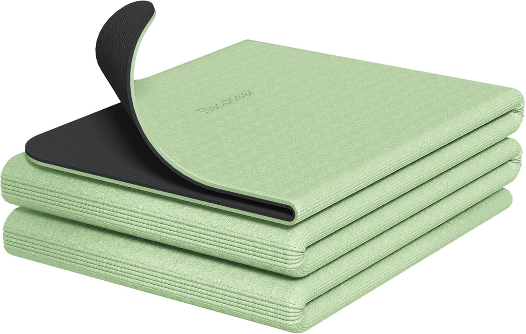 Faltbare Yogamatte für unterwegs, zweifarbige Yogamatte, 6 mm dick, mit Tragetasche, rutschfeste TPE