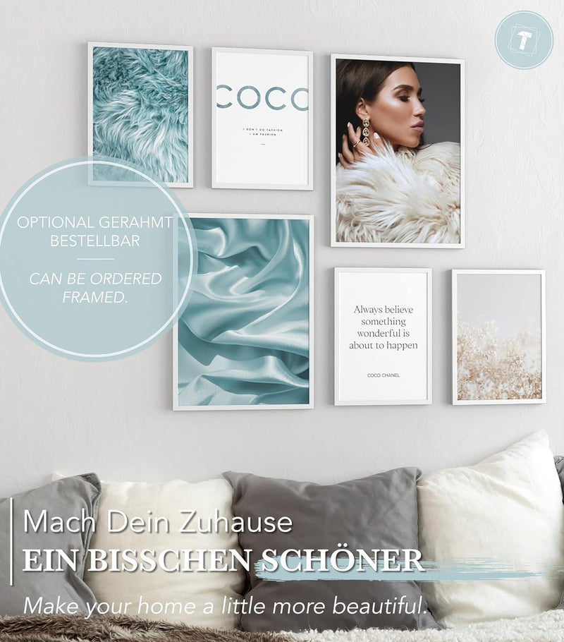 Papierschmiede® Mood Poster Set Coco Blue Furry, Bilder Wohnzimmer Deko Schlafzimmer, 2x DIN A3 (ca.