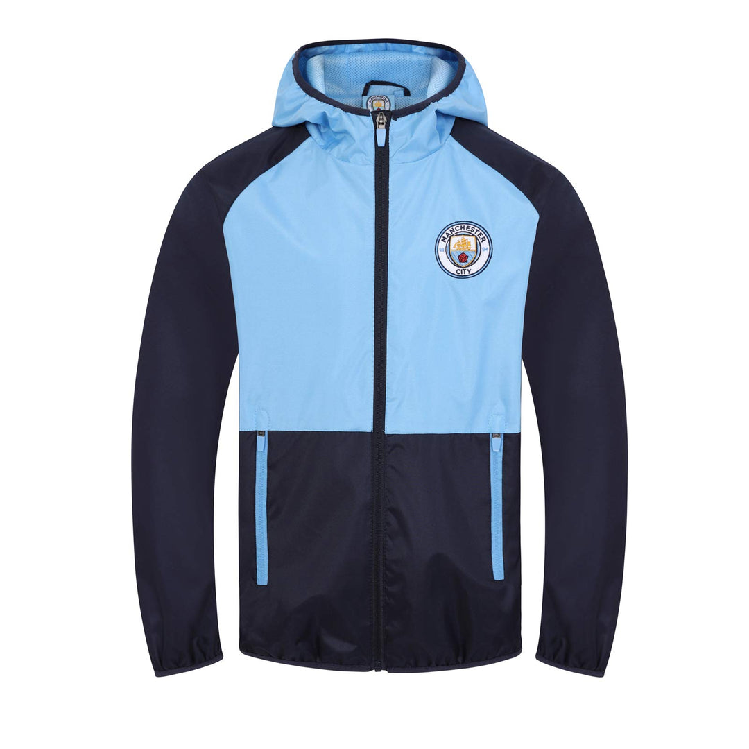Manchester City FC - Jungen Wind- und Regenjacke - Offizielles Merchandise 8-9 Jahre Dunkelblau & He