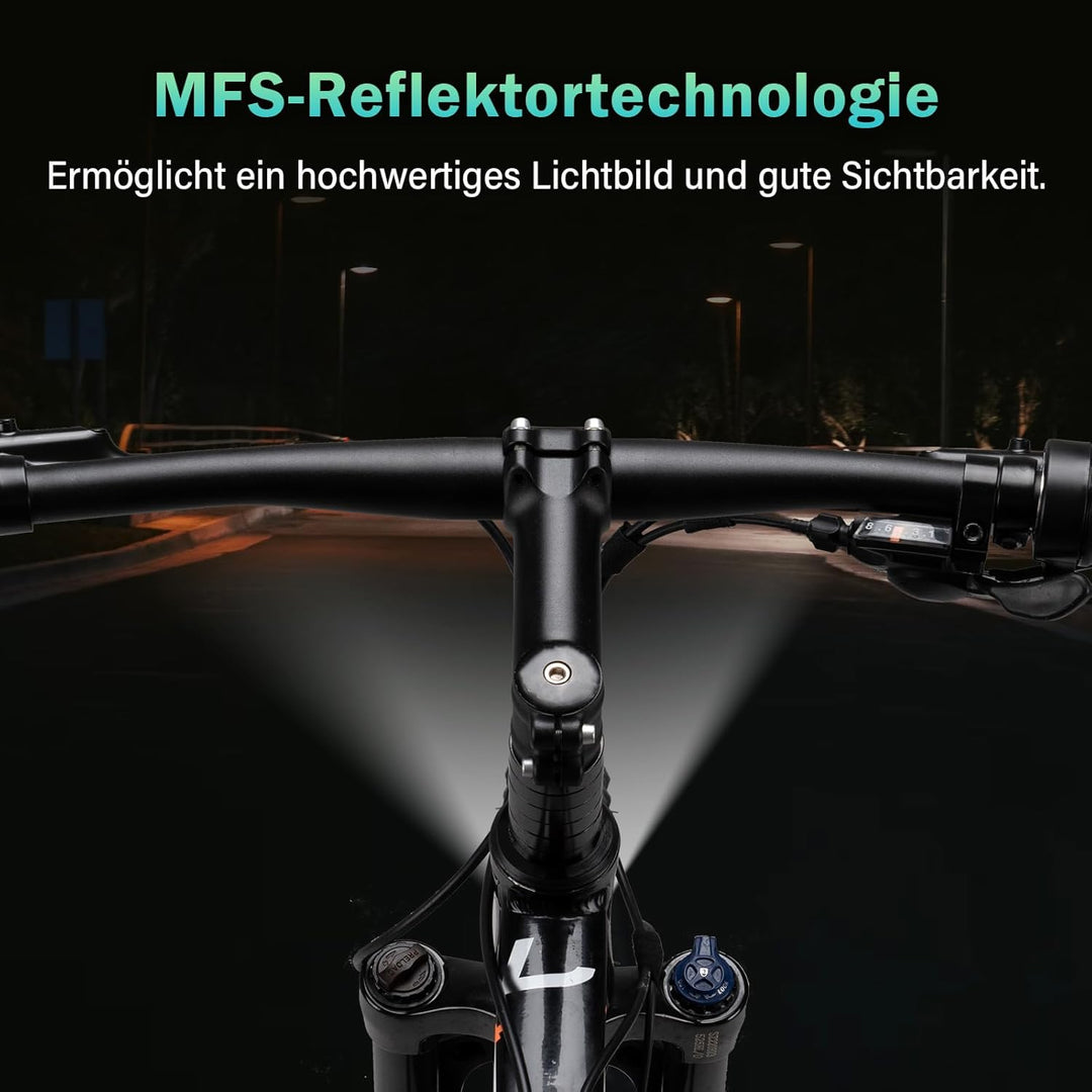 E-Bike Dynamo LED Fahrradlicht Vorne, 30-120 LUX StVZO Zulassung Frontlicht, Fahrradlicht mit Reflek