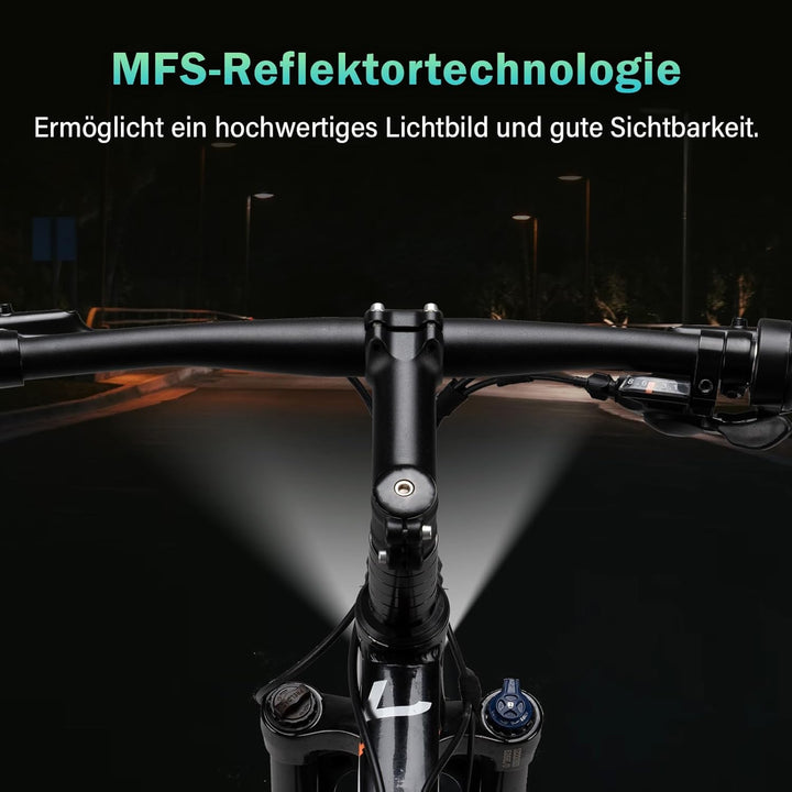 E-Bike Dynamo LED Fahrradlicht Vorne, 30-120 LUX StVZO Zulassung Frontlicht, Fahrradlicht mit Reflek