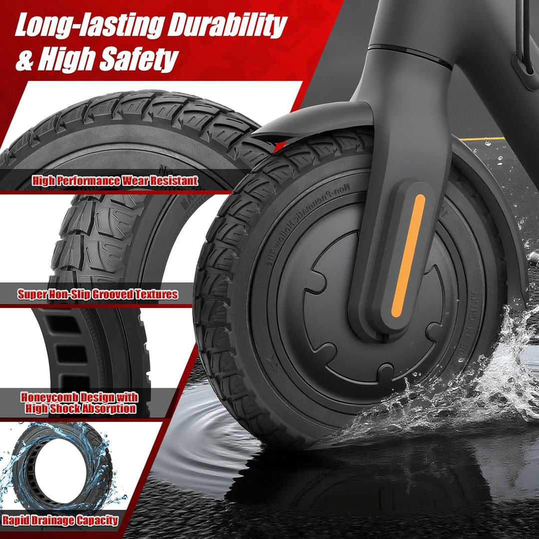 10x2 E Scooter Reifen Vollgummi Offroad, Vollgummireifen 10x2 mit Abriebfeste & Pannensichere, Wartu