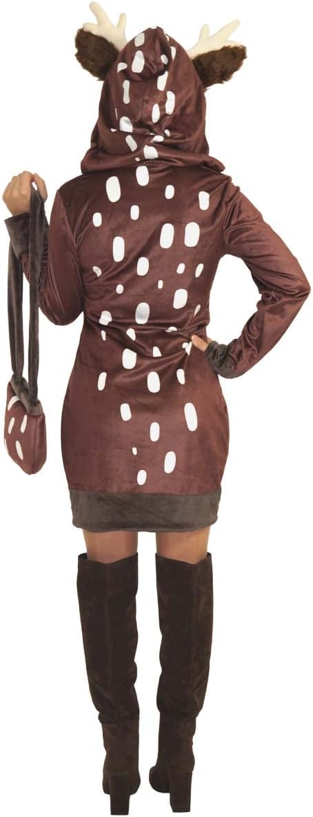 MAYLYNN Damen Reh Rentier Kostüm, 2-teilig: Kleid und Handtasche, Winter Weihnachtskostüm XS, XS