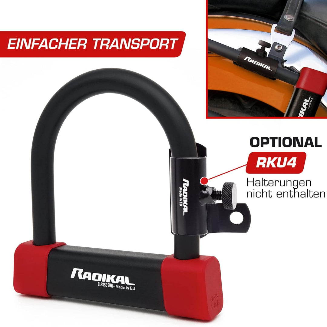 RADIKAL RK120125 Bügelschloss mit CLASSE SRA Zulassung, Durchmesser 18mm Einheitsgrösse, Einheitsgrö