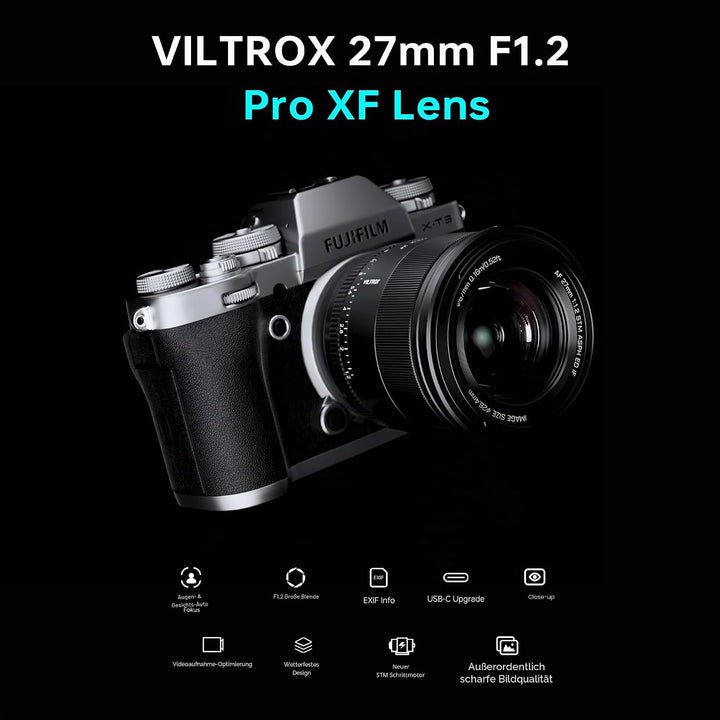 VILTROX 27mm F1.2 Pro Level XF Fuji Autofokus Objektiv f/1.2 Grosse Blende APS-C Objektiv Kompatibel