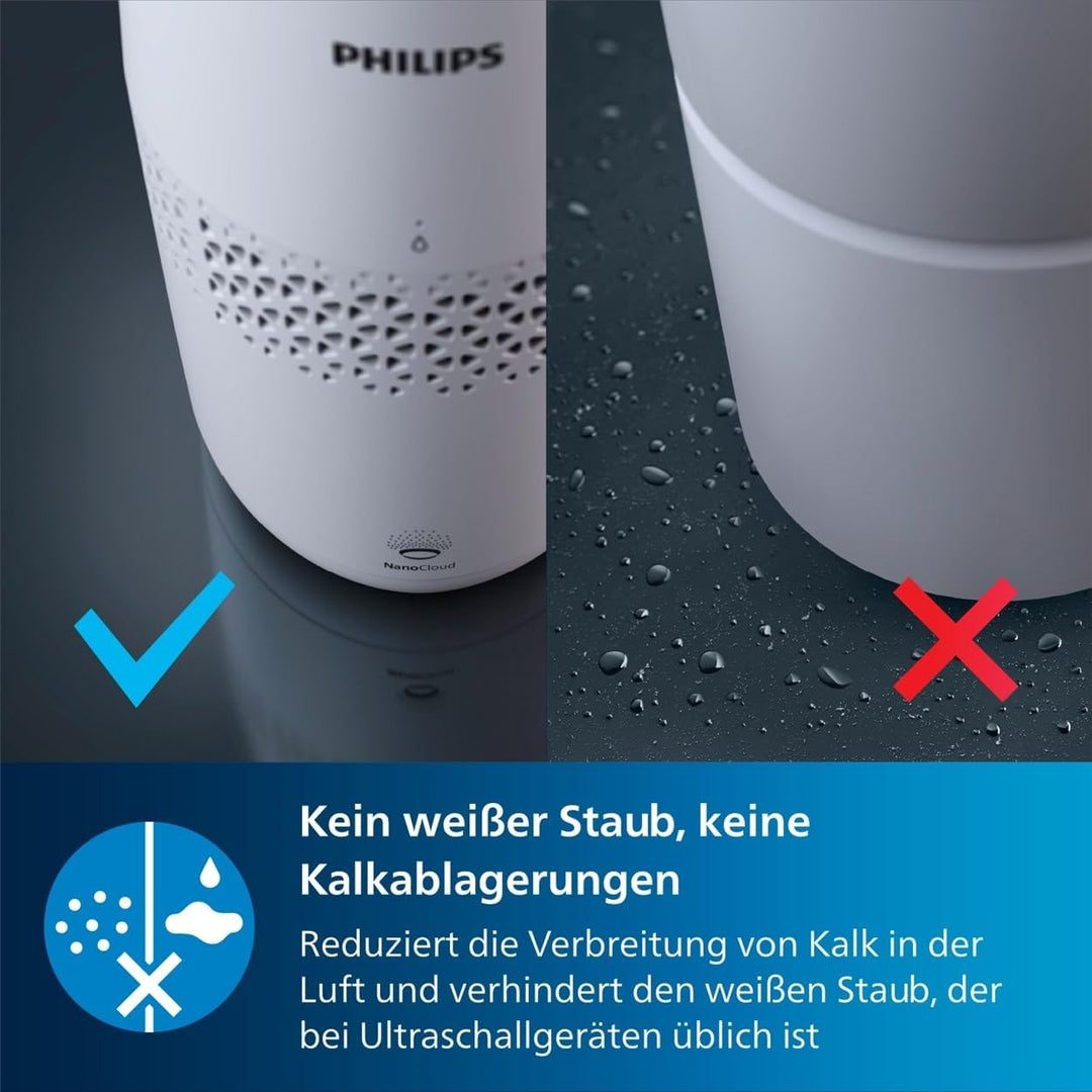 Philips Luftbefeuchtung 2000er Serie - NanoCloud-Technologie, Befeuchtet Räume bis zu 31m2, 2L Wasse