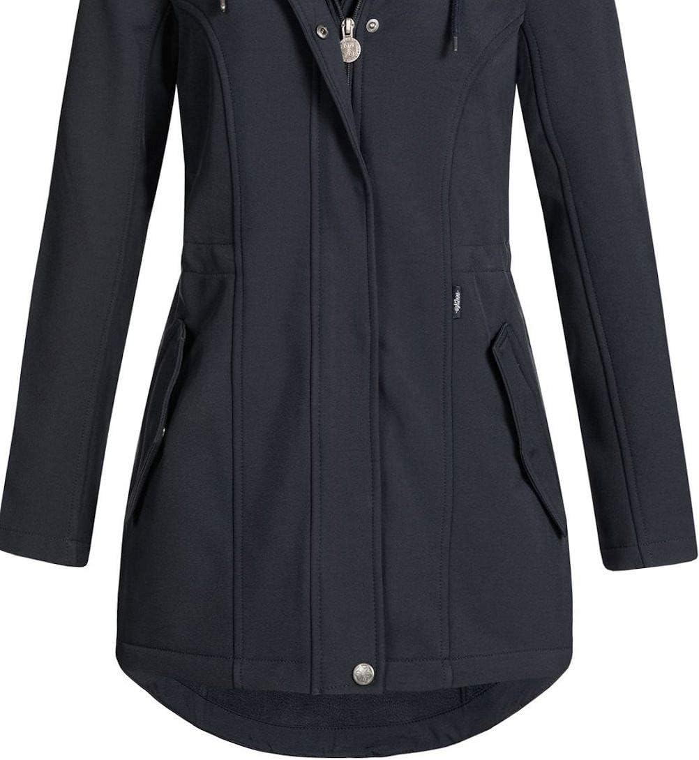Eight2Nine Damen Softshelljacke LETN-041 Kurzmantel mit Kapuze, Night Navy