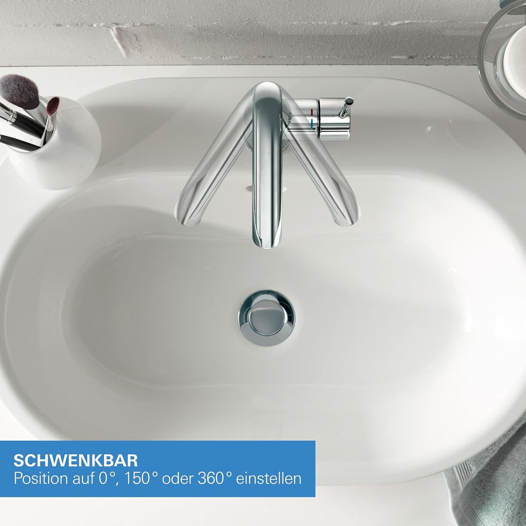 GROHE Essence - Einhand-Waschtischarmatur (wassersparend, mit Temperaturbegrenzer, M-Size), chrom, 2