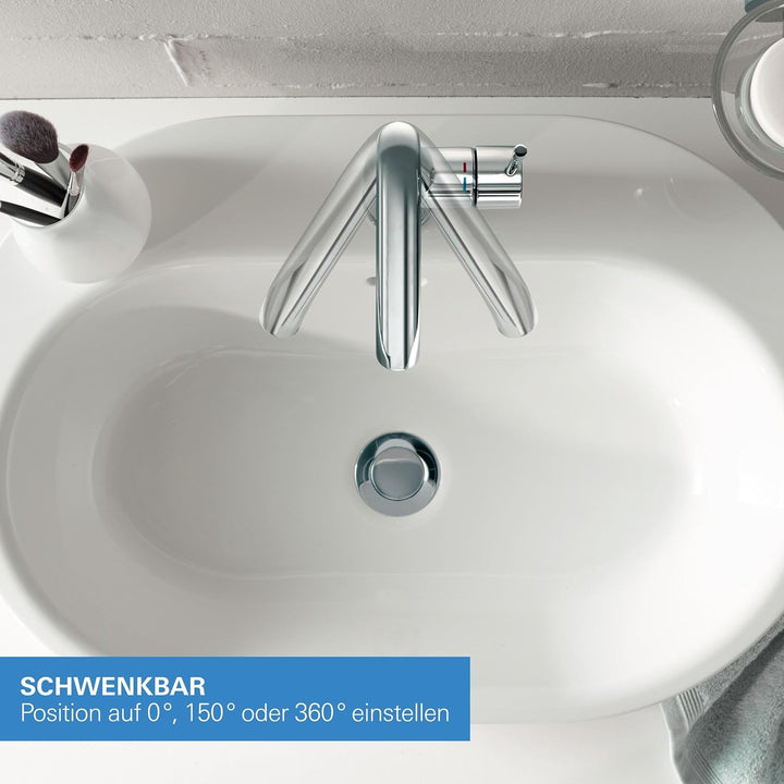 GROHE Essence - Einhand-Waschtischarmatur (wassersparend, mit Temperaturbegrenzer, M-Size), chrom, 2