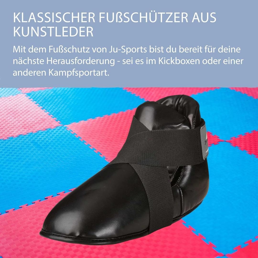 Ju-Sports Fussschutz - schwarz I Gepolsterter Kampfsport &amp; Kickboxen Fussschutz mit Klettband &amp; Zehe
