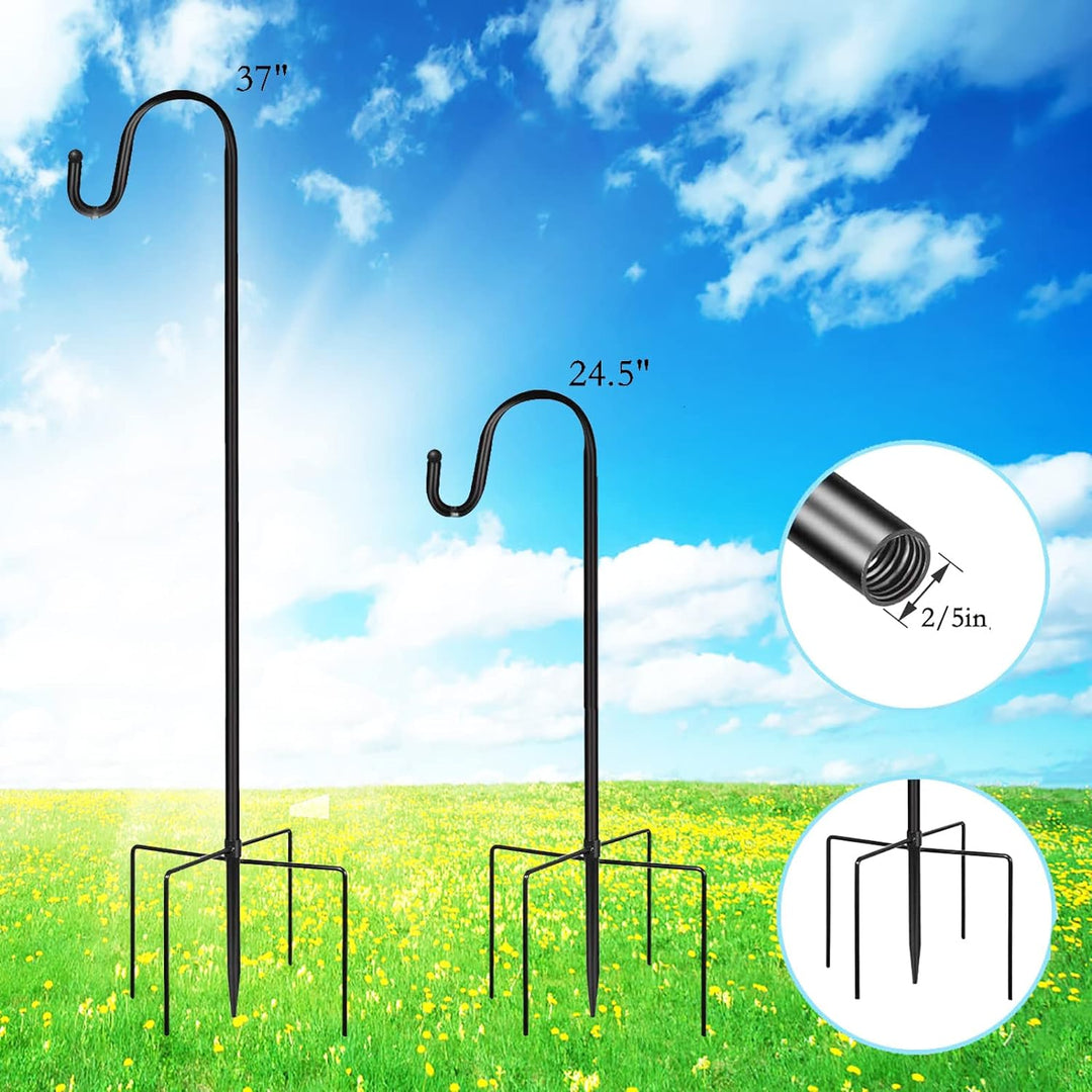 XRR Schäferhaken 2 Stück Shepherd's Hooks mit 5 Zinken 96 cm/37 inch Hirtenhaken Metall Gartenstab f