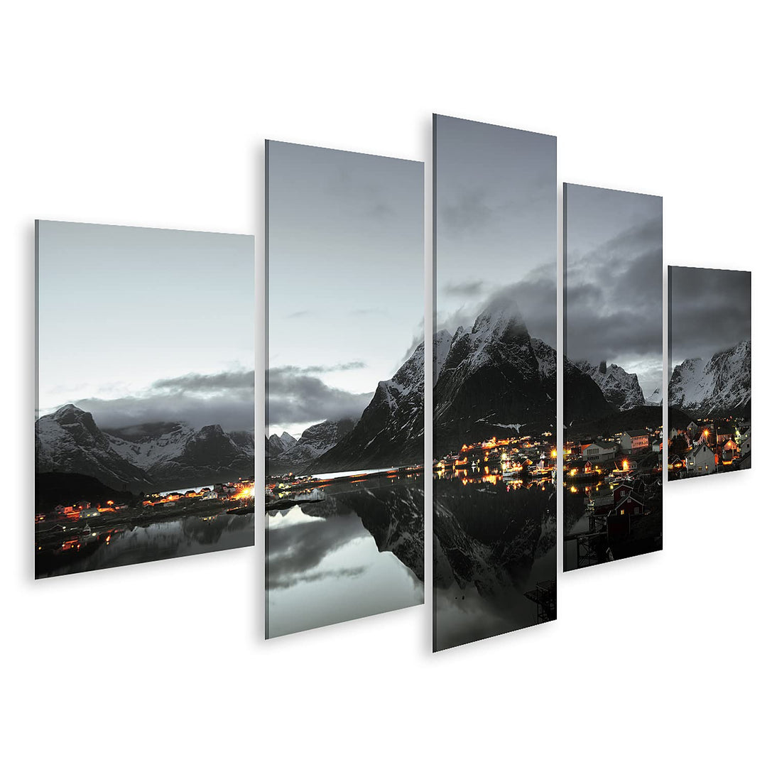 islandburner Bild auf Leinwand Sonnenuntergang In Reine Village Lofoten Norwegen Bilder Wandbilder P