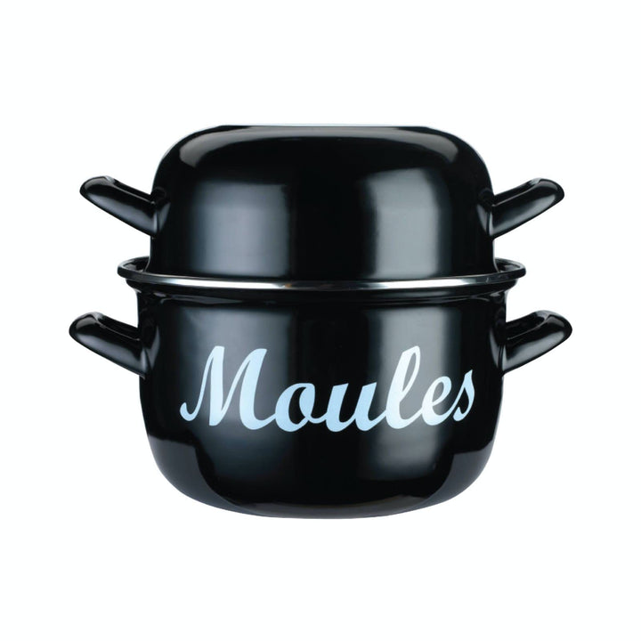Kitchencraft Emaillierter Muscheltopf, Edelstahl, 18 cm, Schwarz, 18 cm