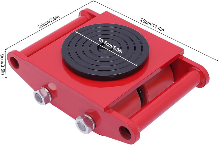 6T Transportroller Schwerlastwagen Panzerrolle Industrierolle Maschinenroller 360° schwenkbar (Rot),