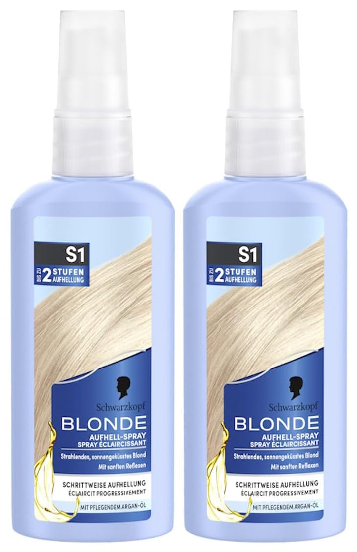 Schwarzkopf Blonde Aufheller S1 Stufe 3 (2x 125 ml), Aufhellspray zum Haare aufhellen um bis zu 2 St