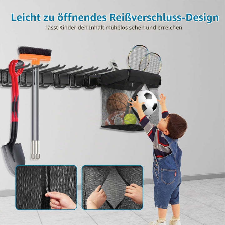 Sinoer Garage Tool Management Wall Rack, Metall-Gartengerätehalter,Garage Wall Management Storage Ra