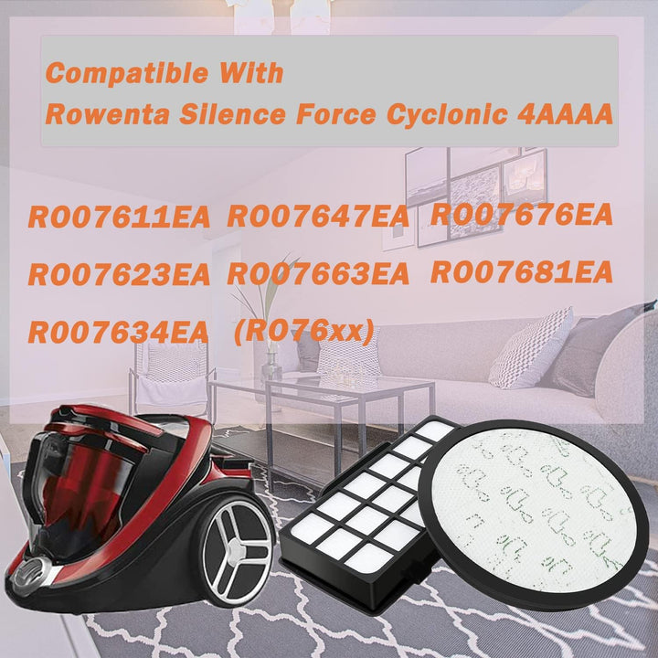2 Stück HEPA-Filter Set für Rowenta Silence Force Cyclonic 4AAAA RO7611 RO7612 RO7643 RO7647 RO7649