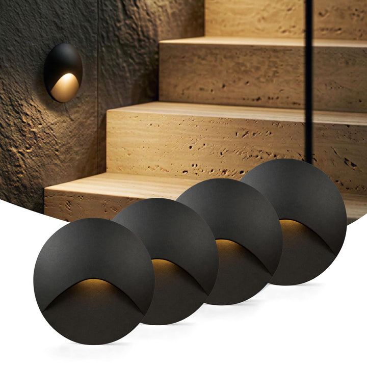 4Stk. LED Einbauleuchte für Treppenleuchte 3W, IP65 Wasserdichte Treppenbeleuchtung Treppen Licht St
