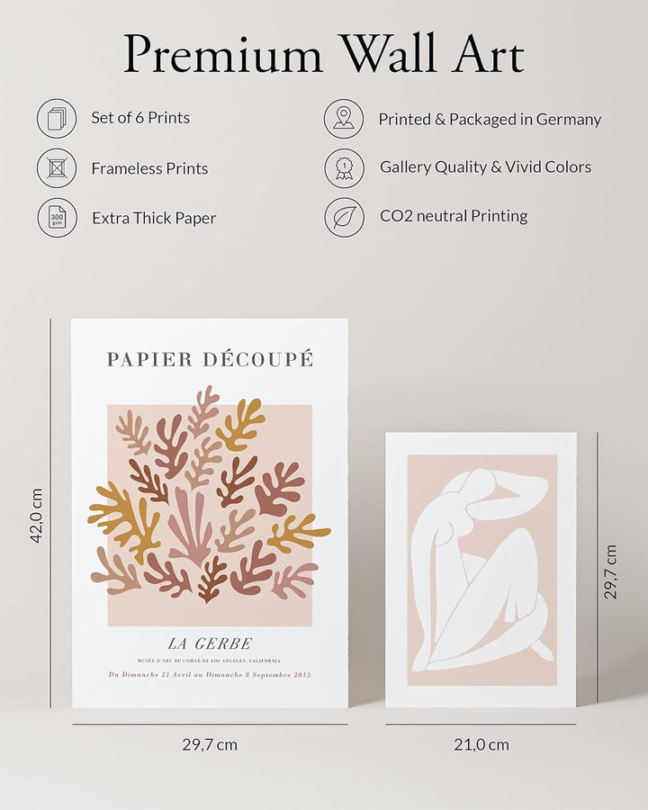Heimlich® Premium Poster Set OHNE Bilderrahmen | 2 x DIN A3 & 4 x DIN A4 - ca. 30x42 & 21x30 | Stilv