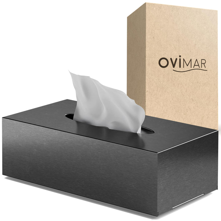 ovimar Kosmetiktücher Box Styggehoe | aus edlem Edelstahl | Gunmetal | Taschentuchspender, Papierhan