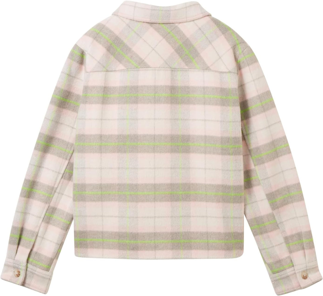 TOM TAILOR Mädchen Overshirt Jacke mit Karomuster 128 32535-light Grey Rose Check, 128 32535-light G
