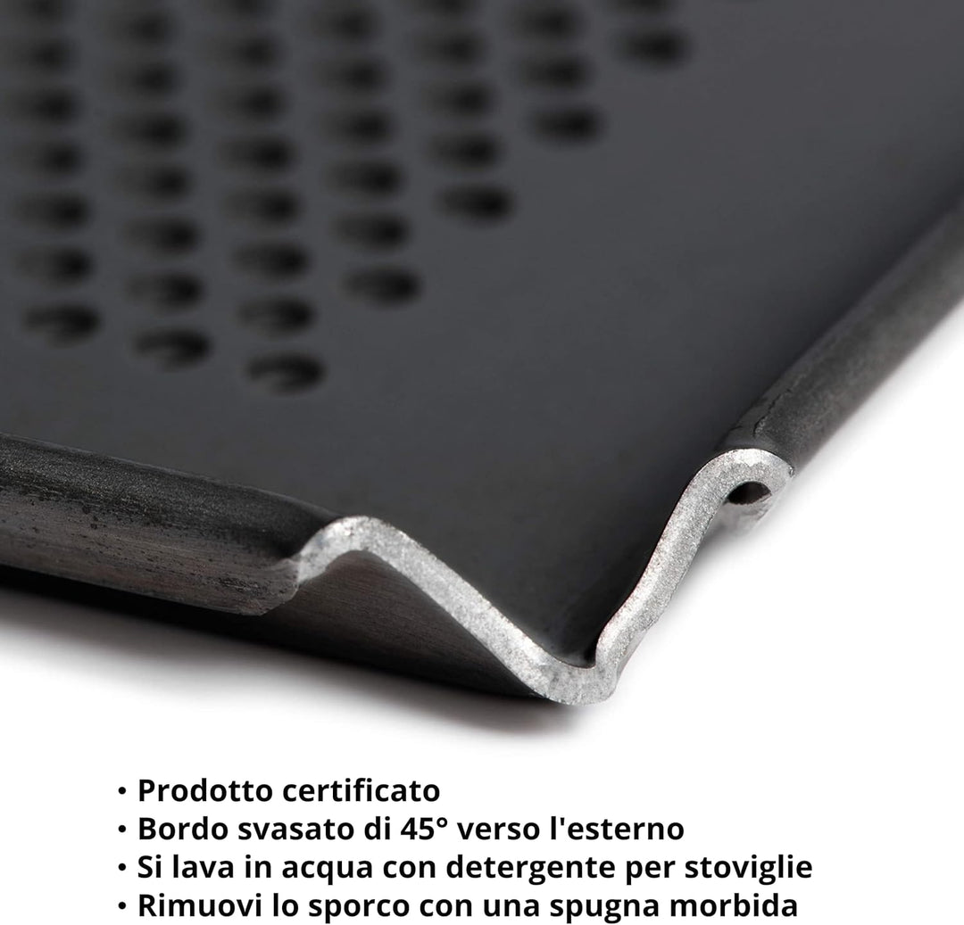 Antihaftbeschichtete Alu-Backform gelocht, 60 x 40 mit professioneller Hardfood Beschichtung Ø 2 mm