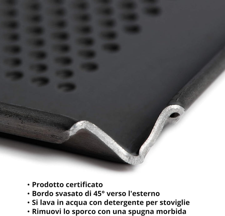 Antihaftbeschichtete Alu-Backform gelocht, 60 x 40 mit professioneller Hardfood Beschichtung Ø 2 mm