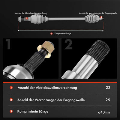 Frankberg Antriebswelle Vorne Links Kompatibel mit Agila (B) B H08 1.0L 1.2L 2008-2015 Splash EX 1.0