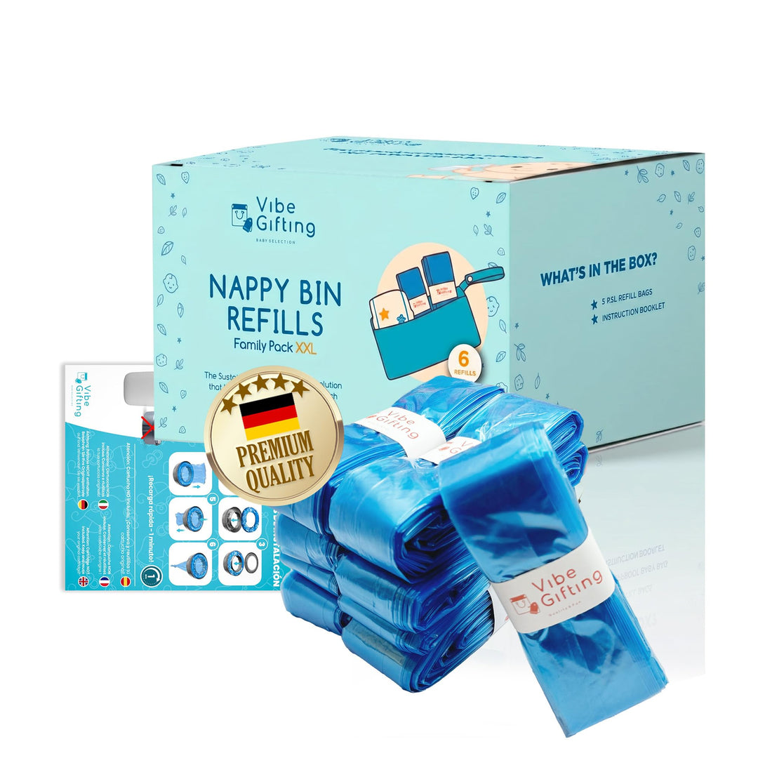 VibeGifting® XXL-Familienpackung – 9 windeleimer nachfüllfolie à 10 m, kompatibel mit Tommee Tippee