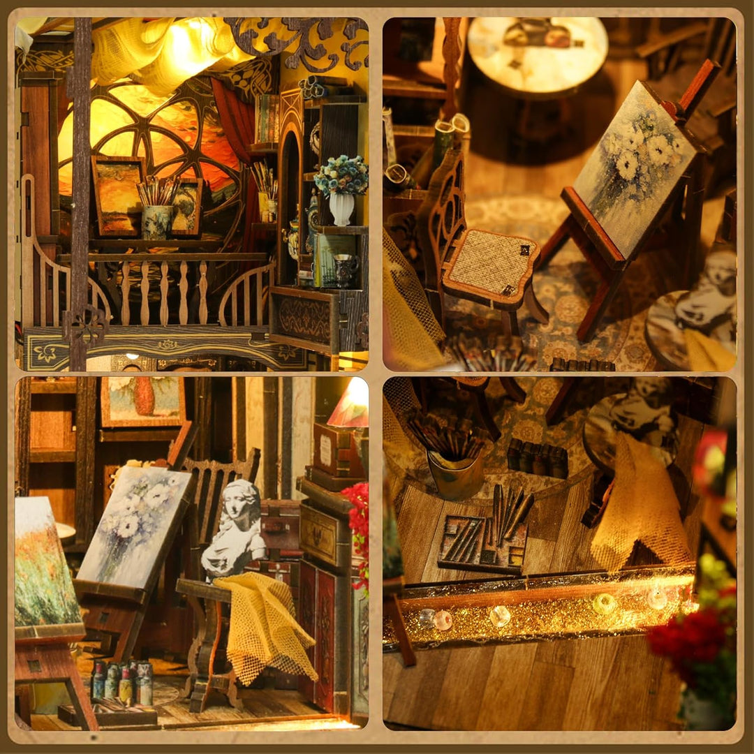 Book Nook Kit, DIY Miniatur Haus Puppenhaus Bausatz Bücherregal Deko für Jugendliche und Erwachsene（