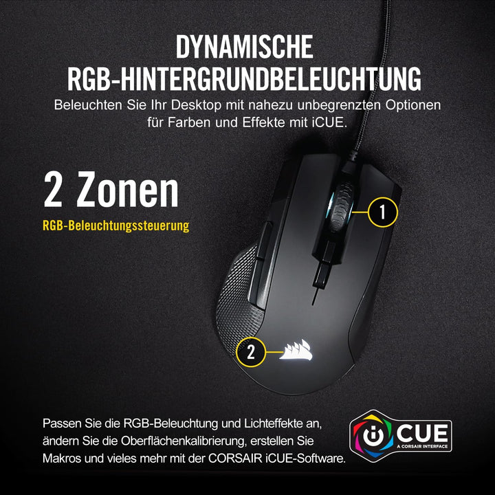 Corsair IRONCLAW RGB Wired FPS/MOBA Gaming Mouse - 18.000 DPI - 7 Programmierbare Tasten - Designed