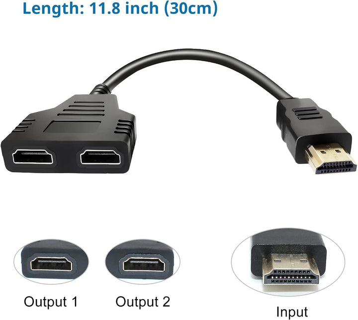 BATU HDMI-Splitter-Adapterkabel – HDMI-Splitter, 1-in-2-Out-Stecker auf Dual-Buchse, 1 auf 2-Wege-Bu