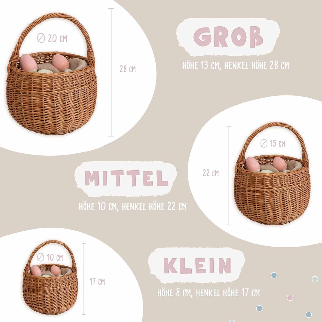 Personalisiertes Osterkörbchen – Weidenkörbchen für Kinder &amp; Babys – Mit süssem Tier-Design – Ostere