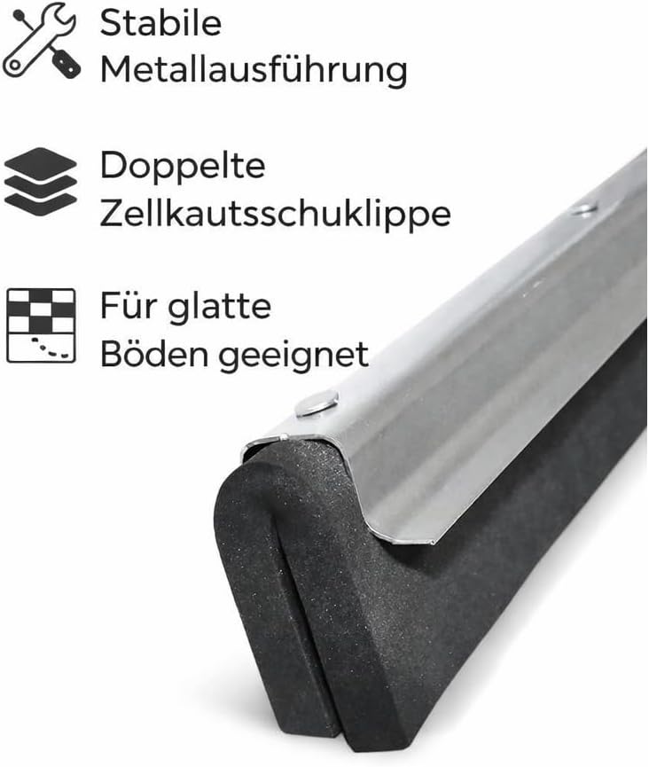 BawiTec Profi Wasserschieber mit Stiel (Breite 45cm / Stiel 160cm) Wasserabzieher Stabil Metall Ausf