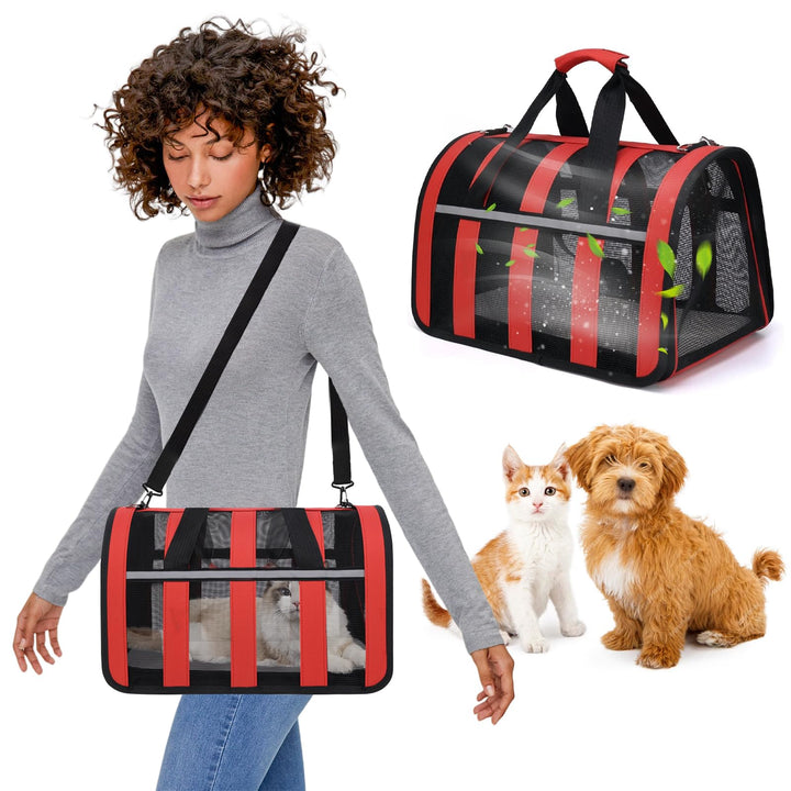 PETCUTE Transporttasche für Katze Hund,Hunde Transportboxen mit Reflektierenden Streifen,Faltbare Hu