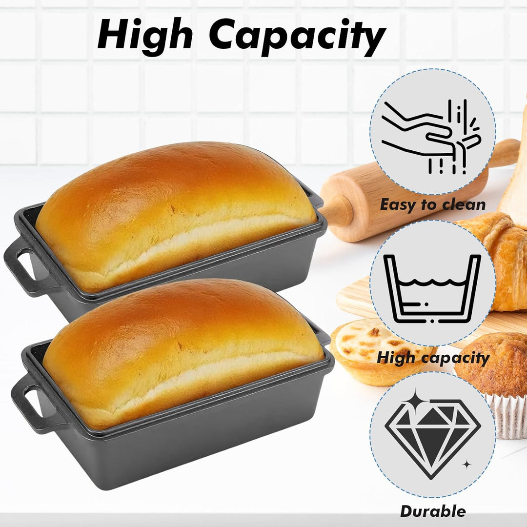Gusseisen Brotbackform mit Deckel & Antihaft,Ofenfeste Kastenform Toastbrot Backform,Brottopf zum Ba