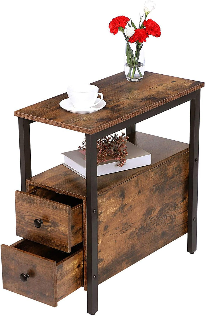HOOBRO Nachttisch, Beistelltisch, Nachtschrank mit 2 Schubladen, 48 x 30 x 61.5 cm, Akzentmöbel in H