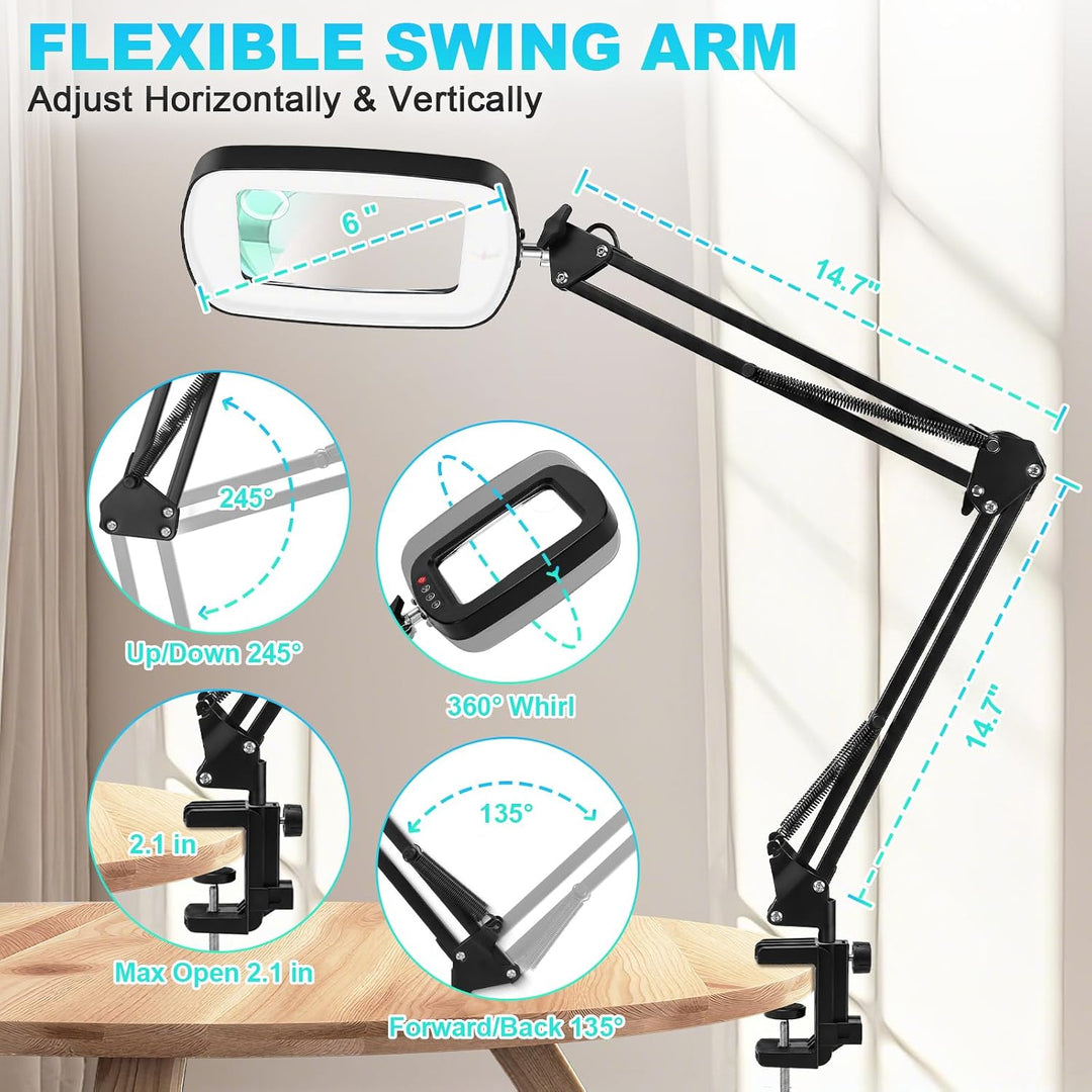 NZQXJXZ 10X 30X Lupe mit Licht und Klemme, Lupenlampe für Lesen &amp; Hobby | 75cm Flexibler Arm, Grosse
