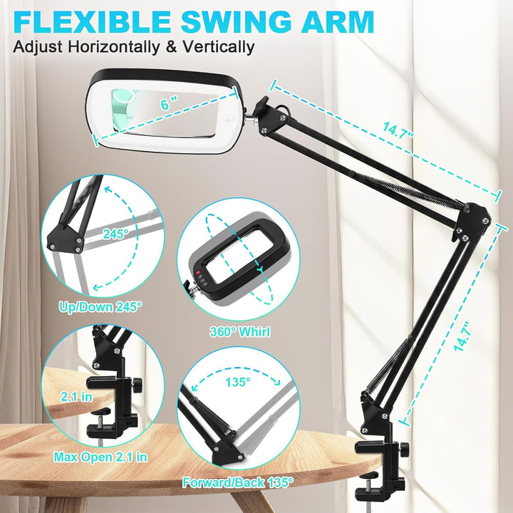 NZQXJXZ 10X 30X Lupe mit Licht und Klemme, Lupenlampe für Lesen &amp; Hobby | 75cm Flexibler Arm, Grosse