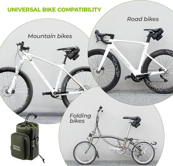 ROCKBROS Fahrrad Satteltasche mit Flaschenhalter und 0,3L Mini Tragbare Fahrradsatteltasche, Kompakt