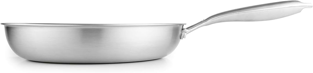 Edelstahl-Pfanne 24cm | silber 3-lagig mit Wabenstruktur | Bratpfanne & Universalpfanne