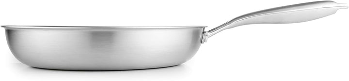 Edelstahl-Pfanne 24cm | silber 3-lagig mit Wabenstruktur | Bratpfanne & Universalpfanne