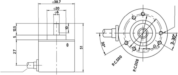 Halbhohlwellen-Encoder, Abz Encoder 3-Phasen-Kompakt für Engineering-Bereiche für Büroautomation(C38