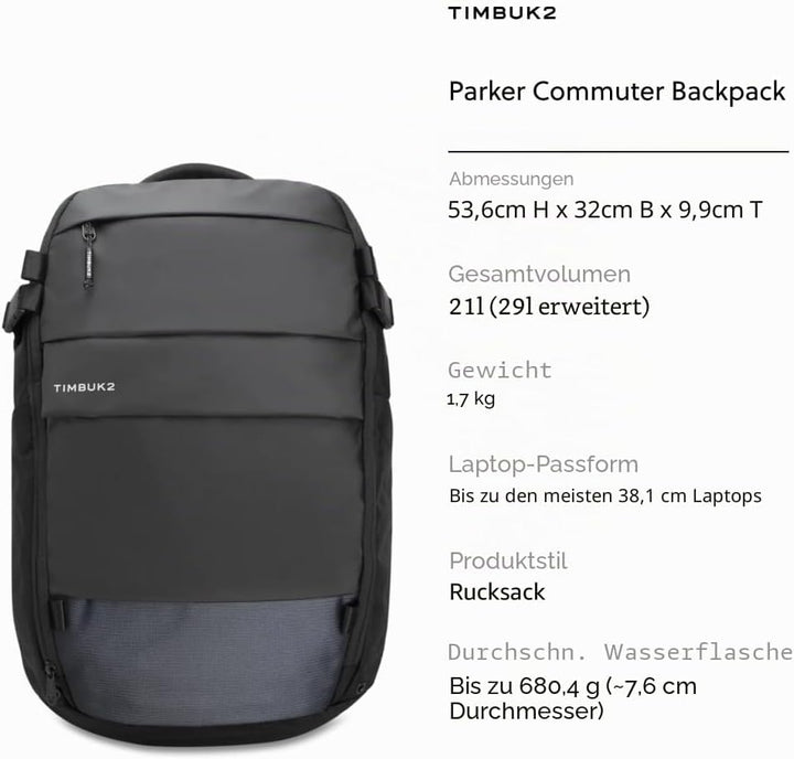 Timbuk2 Parker Pack Jet Black Einheitsgrösse, Jet Black Einheitsgrösse