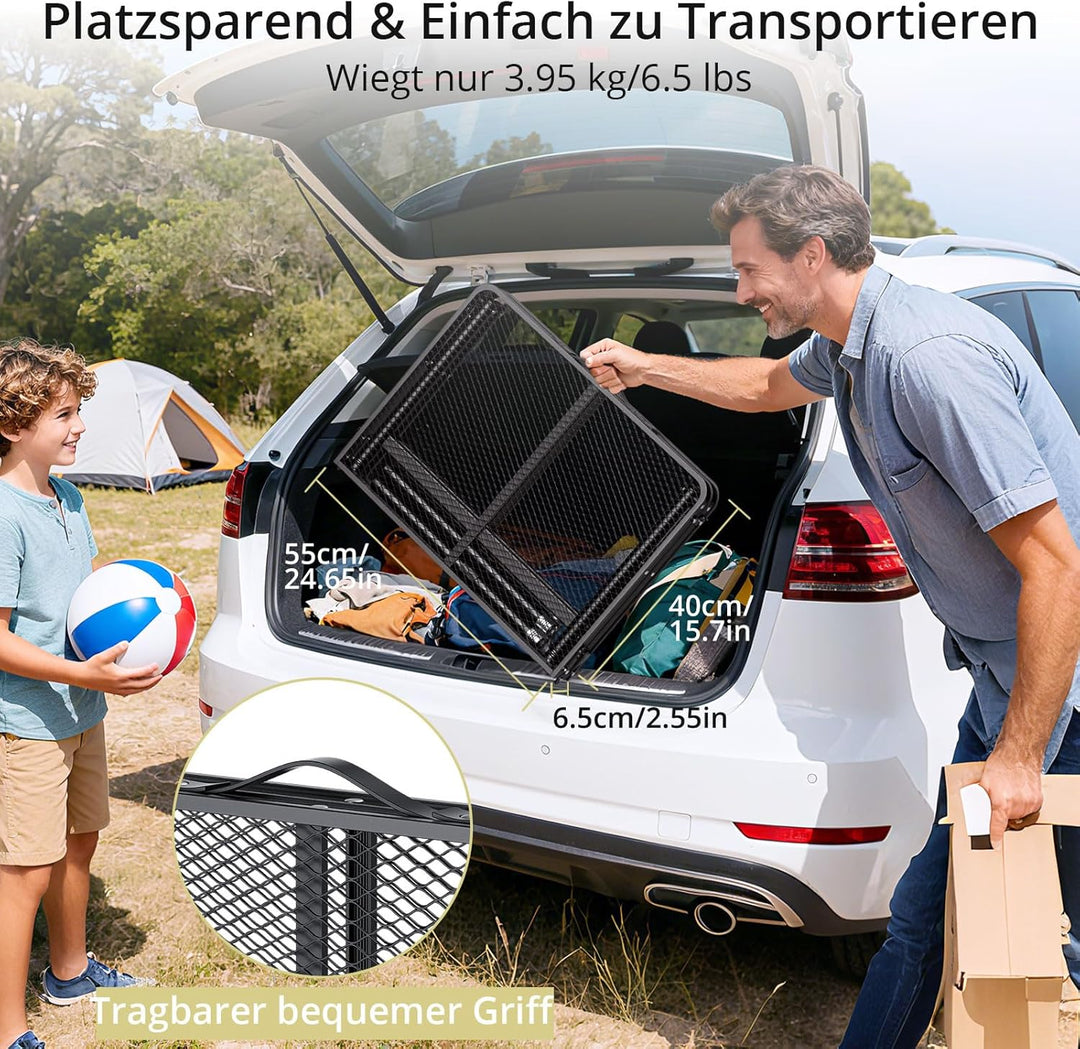 Anbte Campingtisch Grilltisch Metallgitter Tischplatte Höhe Verstellbar Aluminium Rahmen Klapptisch