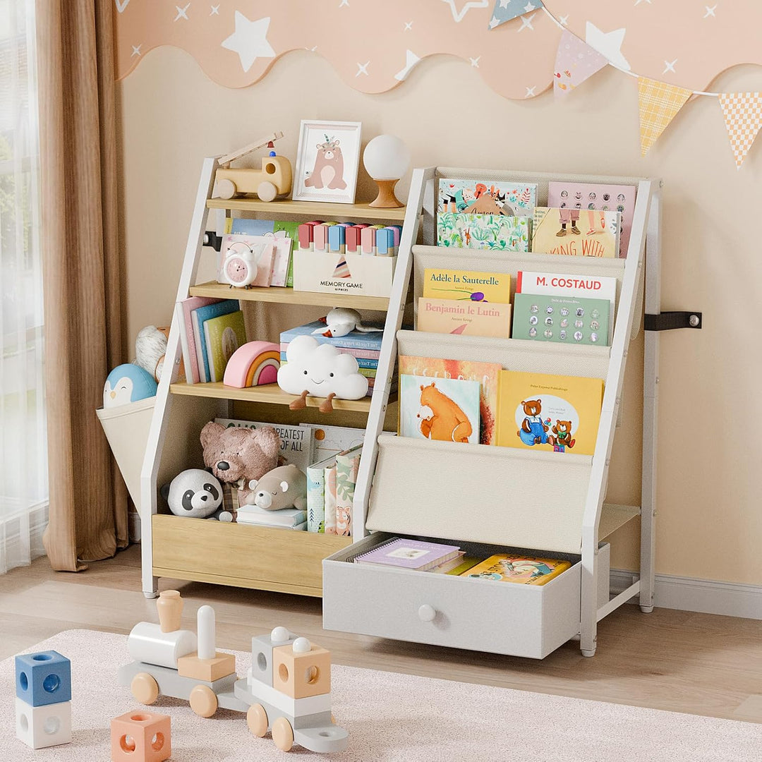 Kinder-Bücherregal und Spielzeugaufbewahrung – Bücherregal für Kinderzimmer, Kleinkind-Bücherregal f