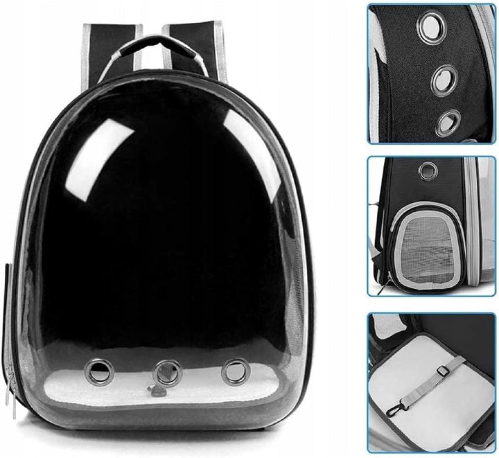 QLS Katzenrucksack – 40x30x28 cm – Transporttasche mit Belüftungslöchern für Katzen und kleine Hunde