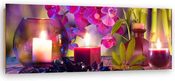 Feeby Wanddeko Zen Bild Kunstdruck modern Spa Violett 118x40 cm Deko Paneel 118x40 cm Violett_c, Dek