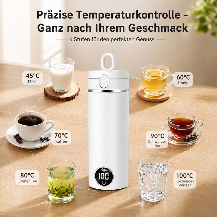 Reisewasserkocher, 450ml Mini Wasserkocher, 12V Elektrischer Reisewasserkocher Klein, Reise Wasserko