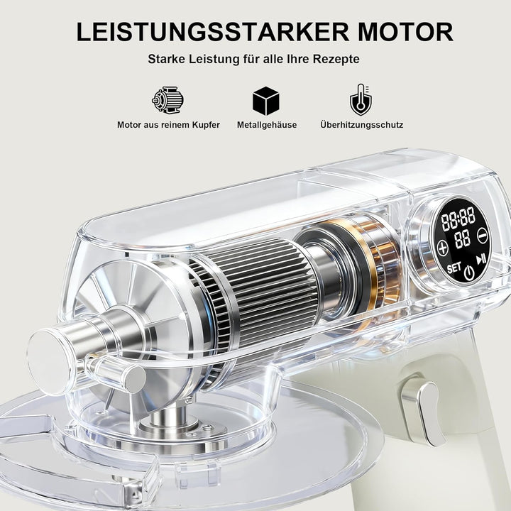 Camic Küchenmaschine 1800W, 8L Knetmaschine aus Vollmetall mit 10 Stufen, digitaler Touchscreen, Tim